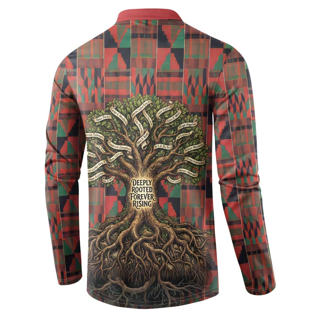 Black Heritage Tree Button Sweatshirt African Root Black History Kente Pattern