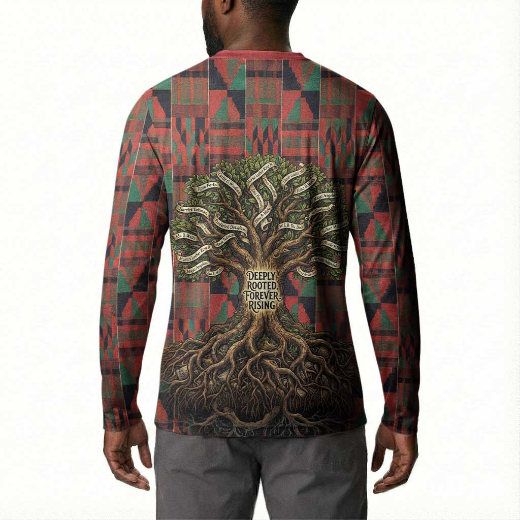 Black Heritage Tree Button Sweatshirt African Root Black History Kente Pattern