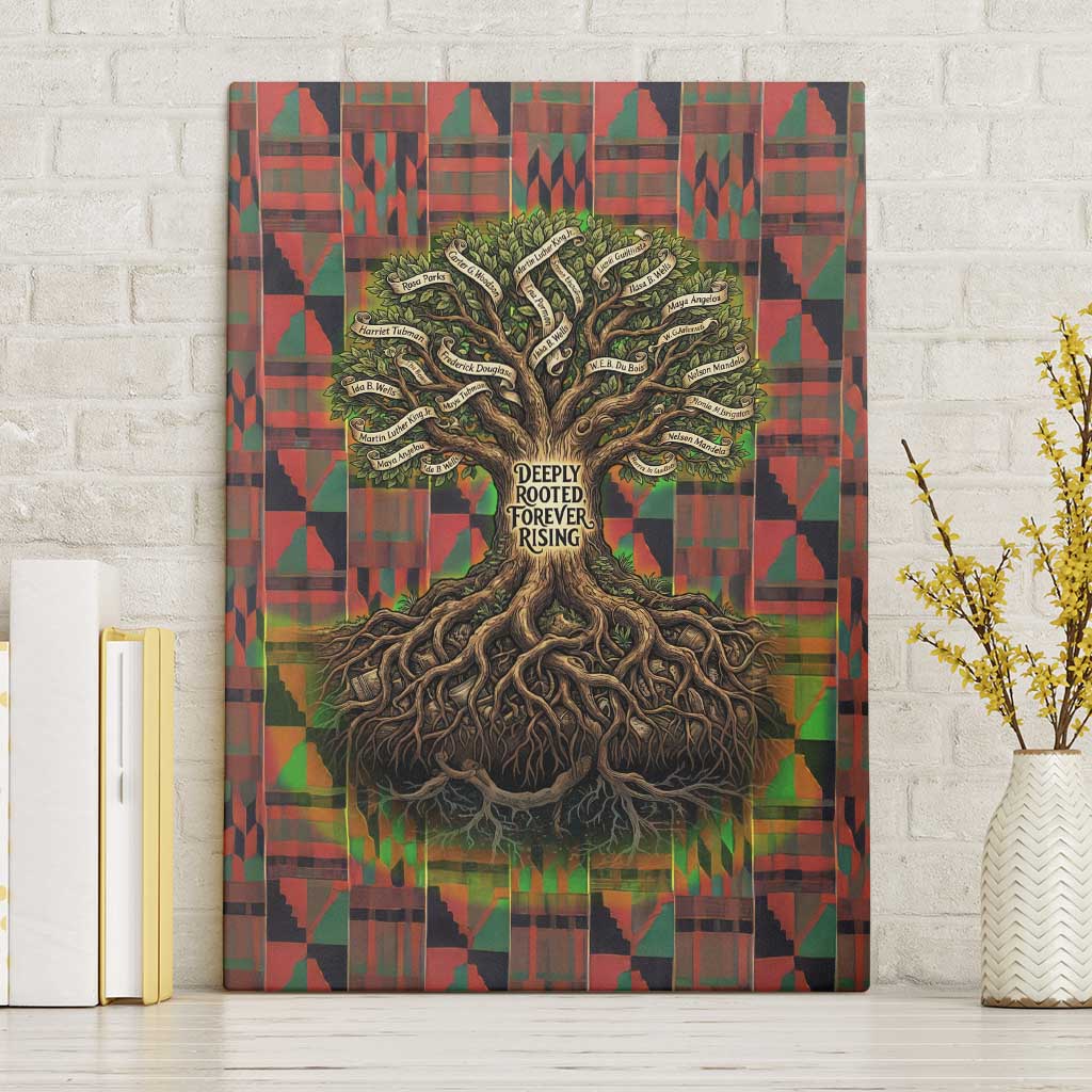 Black Heritage Tree Canvas Wall Art African Root Black History Kente Pattern