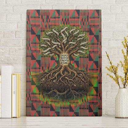 Black Heritage Tree Canvas Wall Art African Root Black History Kente Pattern
