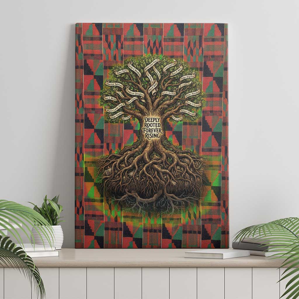 Black Heritage Tree Canvas Wall Art African Root Black History Kente Pattern