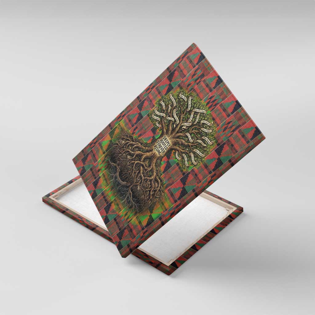 Black Heritage Tree Canvas Wall Art African Root Black History Kente Pattern