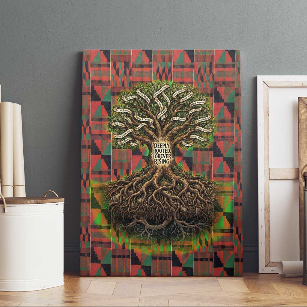Black Heritage Tree Canvas Wall Art African Root Black History Kente Pattern