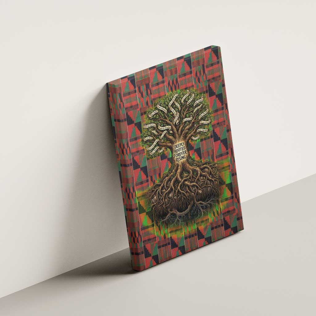 Black Heritage Tree Canvas Wall Art African Root Black History Kente Pattern