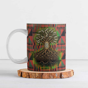 Black Heritage Tree Ceramic Mug African Root Black History Kente Pattern
