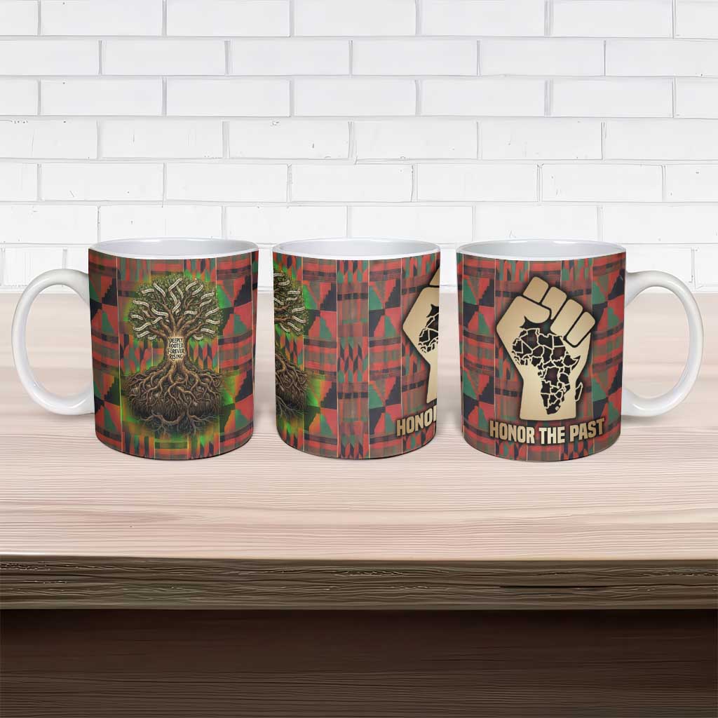 Black Heritage Tree Ceramic Mug African Root Black History Kente Pattern