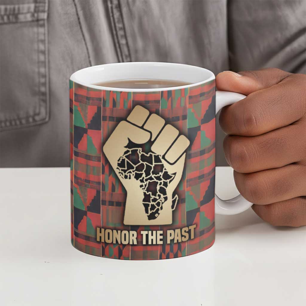 Black Heritage Tree Ceramic Mug African Root Black History Kente Pattern