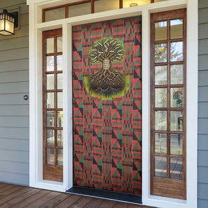 Black Heritage Tree Door Cover African Root Black History Kente Pattern