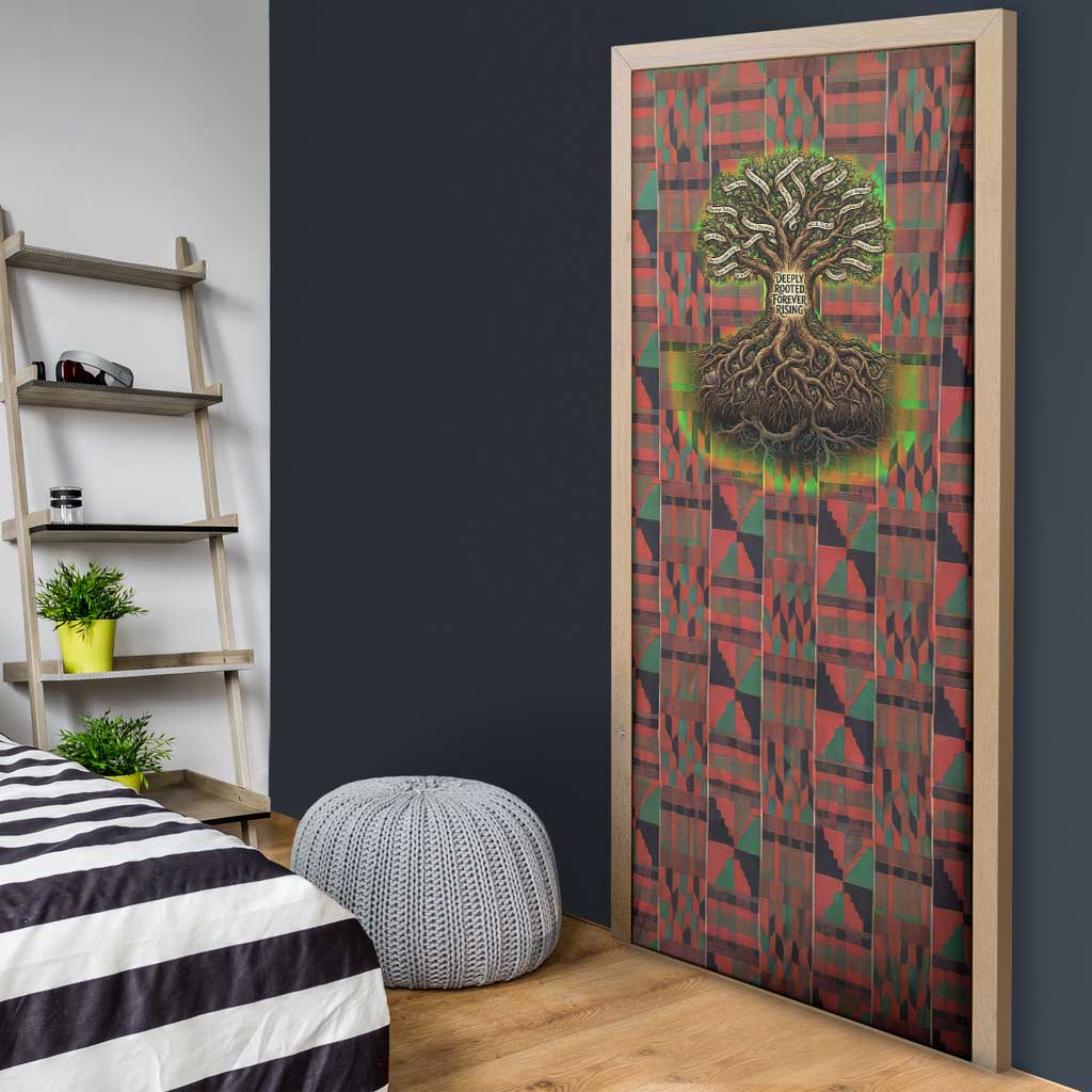 Black Heritage Tree Door Cover African Root Black History Kente Pattern