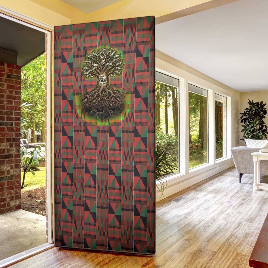 Black Heritage Tree Door Cover African Root Black History Kente Pattern