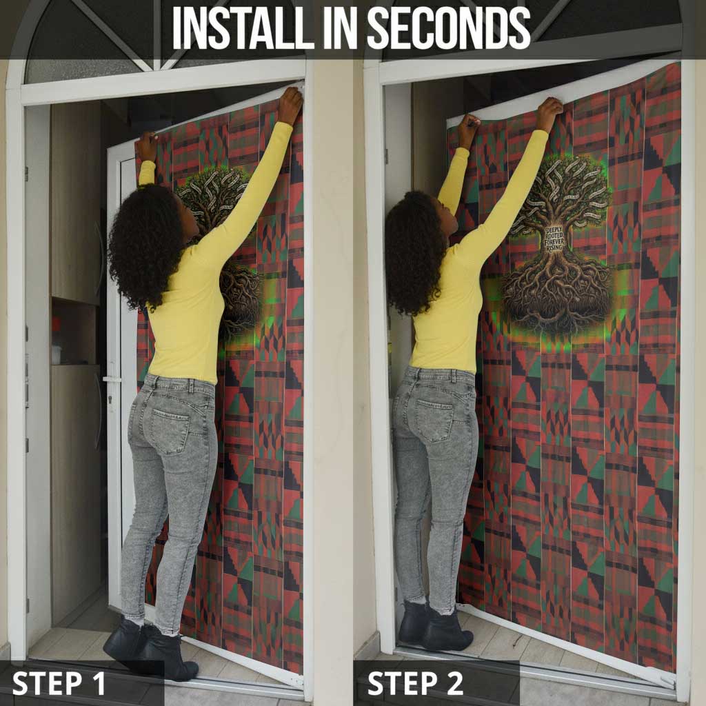 Black Heritage Tree Door Cover African Root Black History Kente Pattern