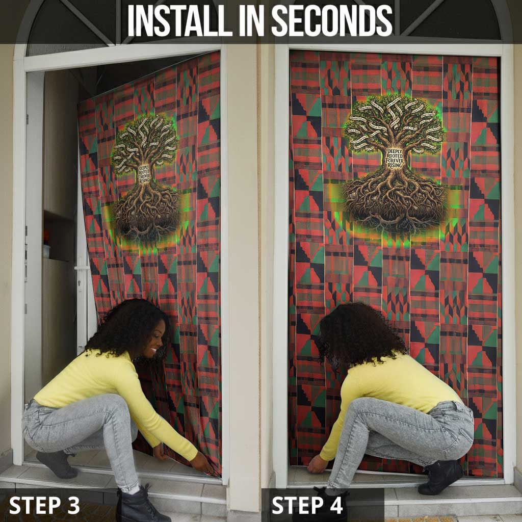 Black Heritage Tree Door Cover African Root Black History Kente Pattern