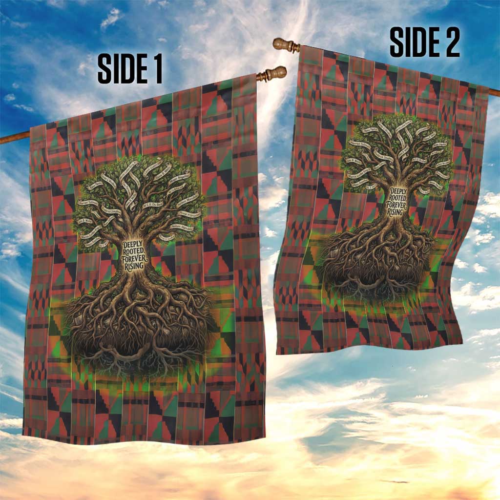 Black Heritage Tree Garden Flag African Root Black History Kente Pattern