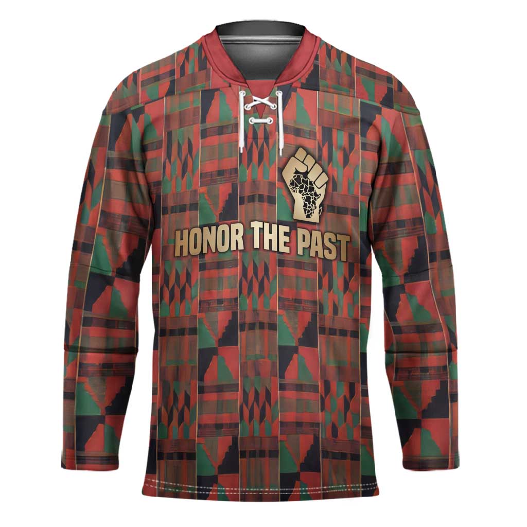 Black Heritage Tree Hockey Jersey African Root Black History Kente Pattern