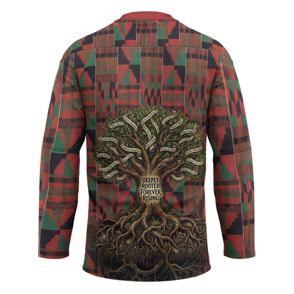Black Heritage Tree Hockey Jersey African Root Black History Kente Pattern