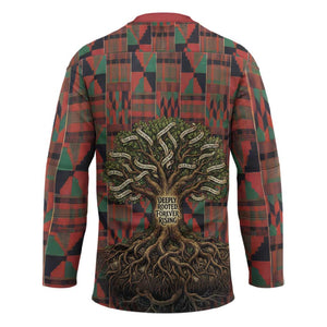 Black Heritage Tree Hockey Jersey African Root Black History Kente Pattern