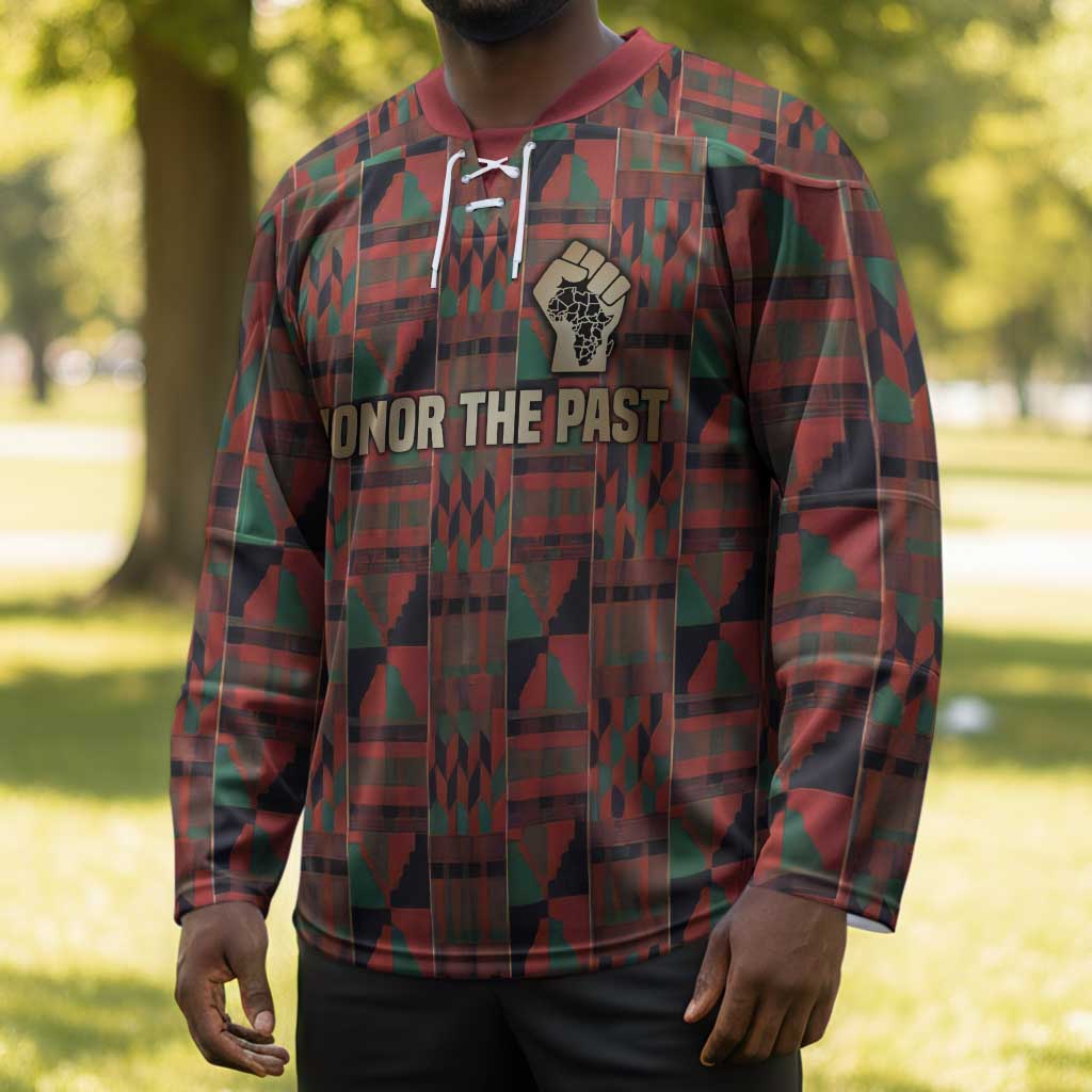 Black Heritage Tree Hockey Jersey African Root Black History Kente Pattern