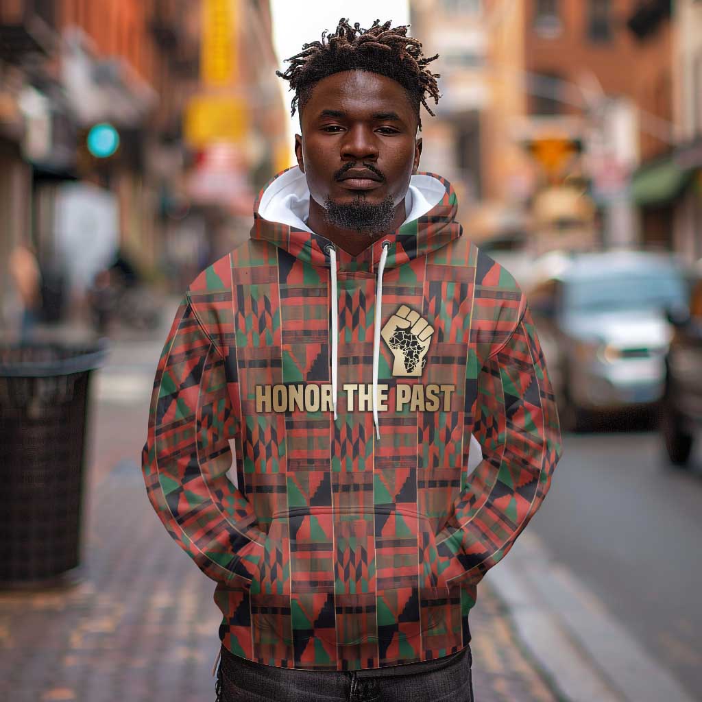 Black Heritage Tree Hoodie African Root Black History Kente Pattern