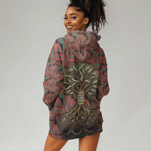 Black Heritage Tree Hoodie Dress African Root Black History Kente Pattern