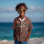 Black Heritage Tree Kid Hawaiian Shirt African Root Black History Kente Pattern