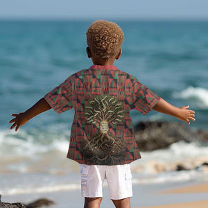 Black Heritage Tree Kid Hawaiian Shirt African Root Black History Kente Pattern