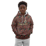 Black Heritage Tree Kid Hoodie African Root Black History Kente Pattern