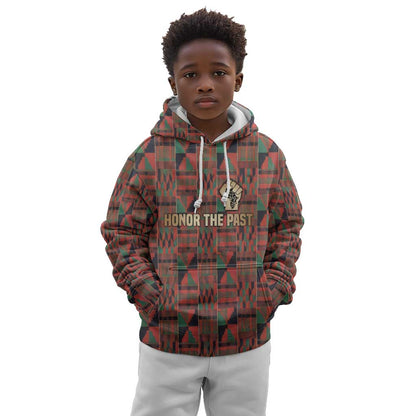 Black Heritage Tree Kid Hoodie African Root Black History Kente Pattern