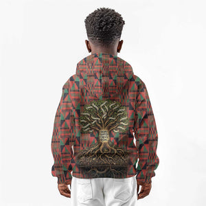 Black Heritage Tree Kid Hoodie African Root Black History Kente Pattern