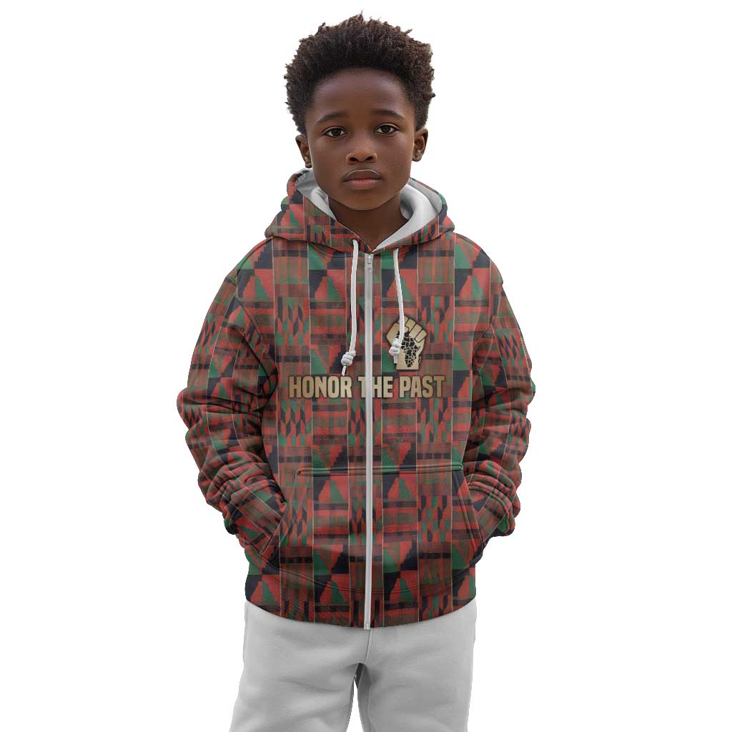 Black Heritage Tree Kid Hoodie African Root Black History Kente Pattern
