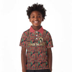 Black Heritage Tree Kid Polo Shirt African Root Black History Kente Pattern