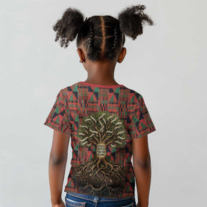 Black Heritage Tree Kid T shirt African Root Black History Kente Pattern