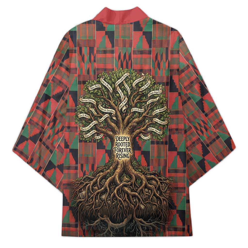 Black Heritage Tree Kimono African Root Black History Kente Pattern