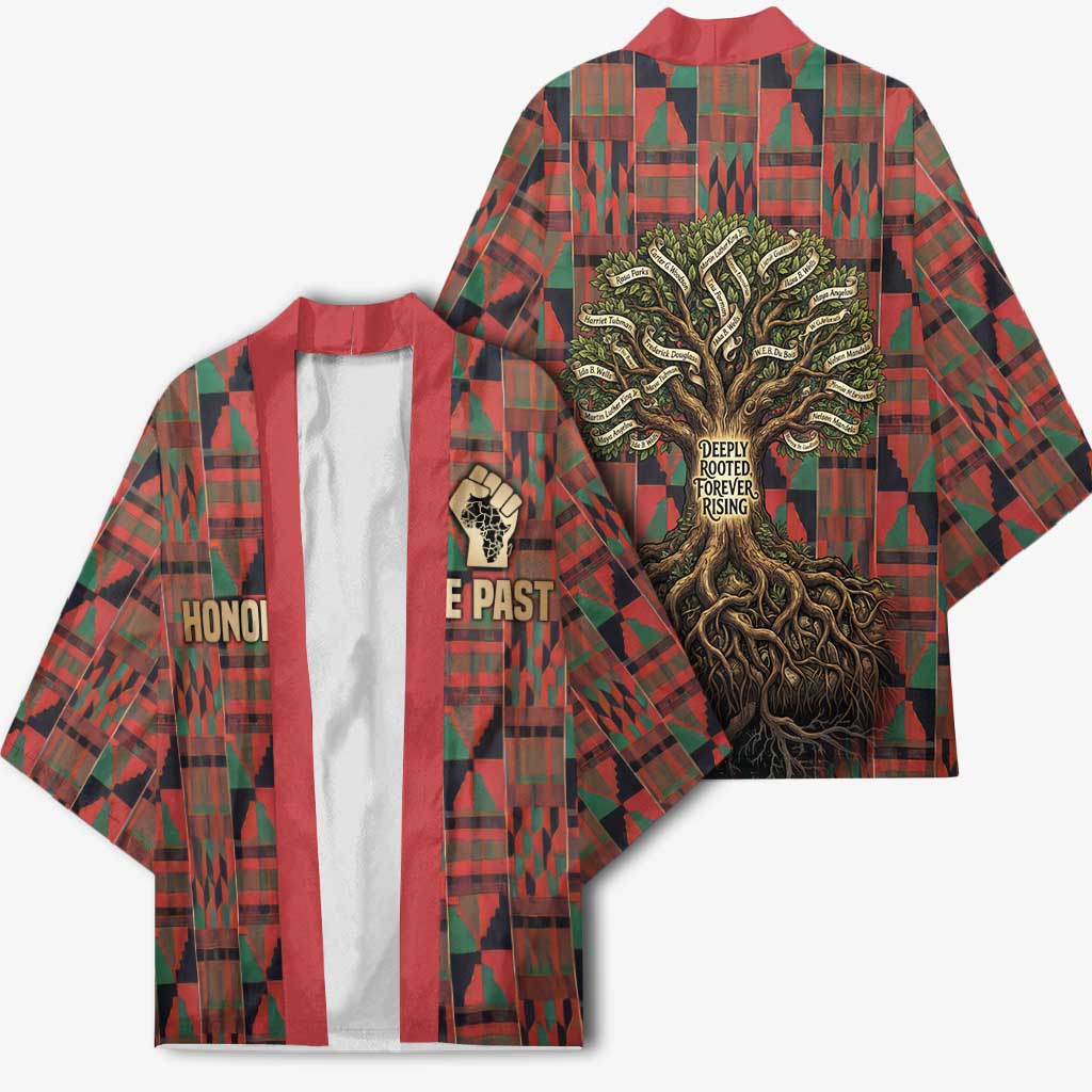 Black Heritage Tree Kimono African Root Black History Kente Pattern