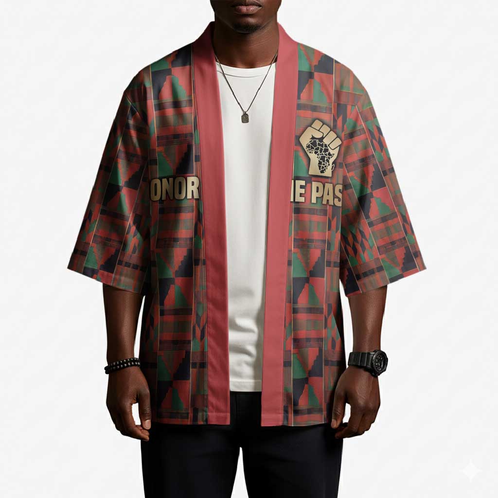 Black Heritage Tree Kimono African Root Black History Kente Pattern