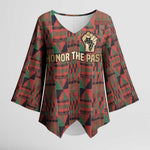 Black Heritage Tree Kimono Sleeve Blouse African Root Black History Kente Pattern