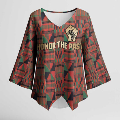 Black Heritage Tree Kimono Sleeve Blouse African Root Black History Kente Pattern
