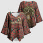 Black Heritage Tree Kimono Sleeve Blouse African Root Black History Kente Pattern