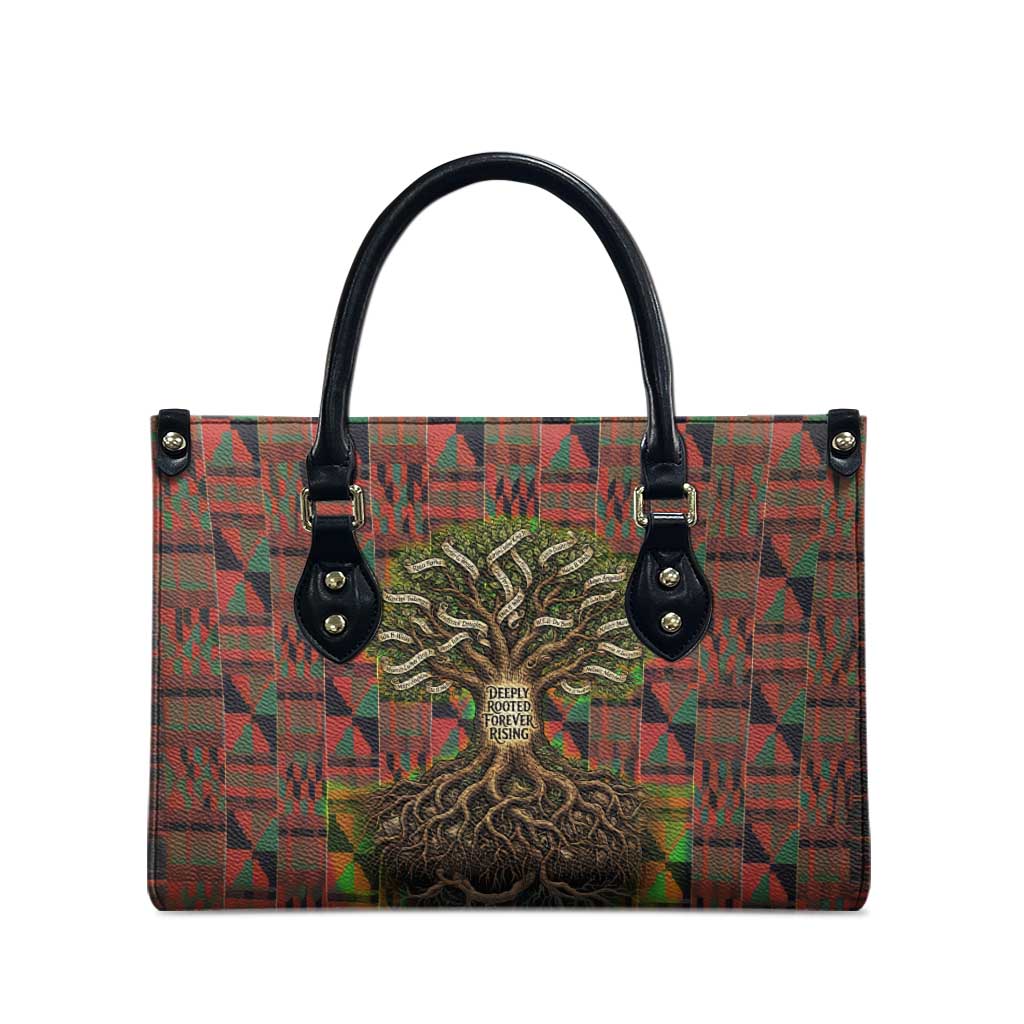 Black Heritage Tree Leather Bag African Root Black History Kente Pattern