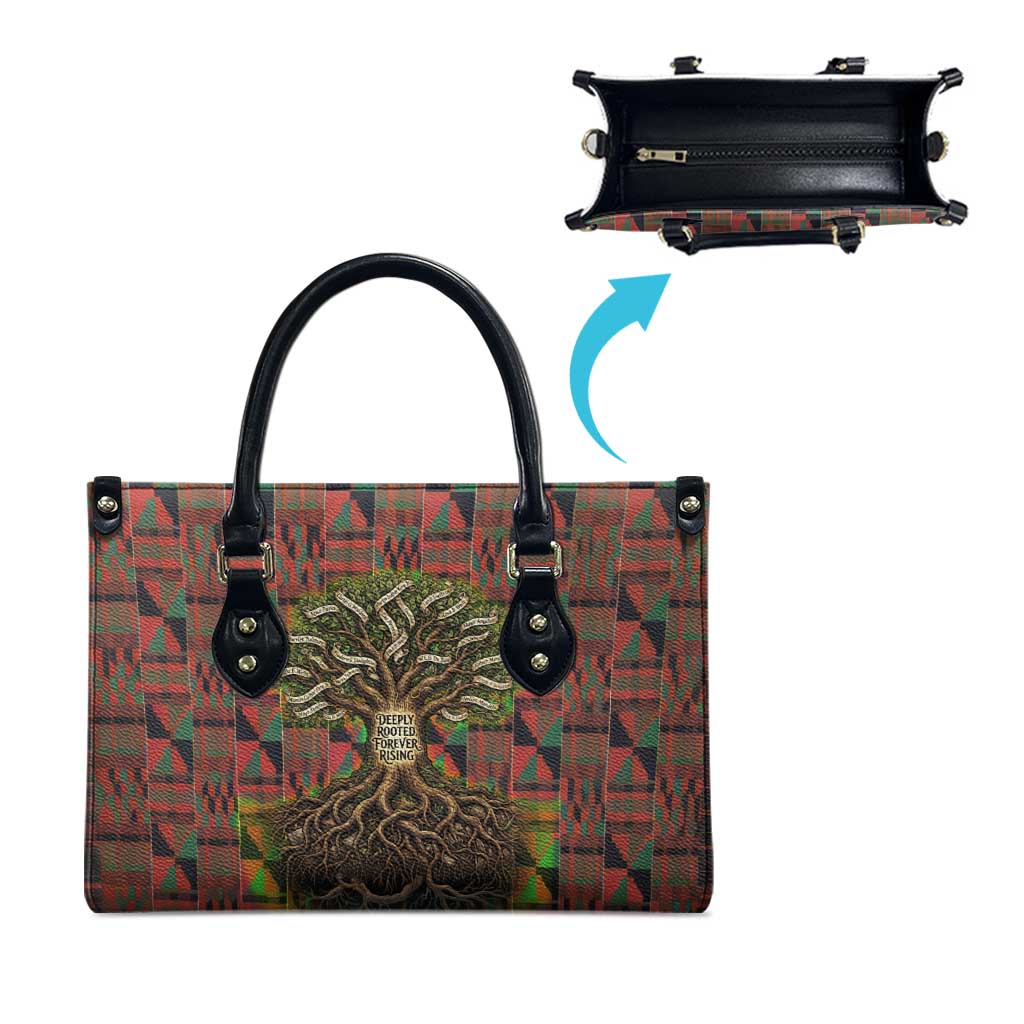 Black Heritage Tree Leather Bag African Root Black History Kente Pattern