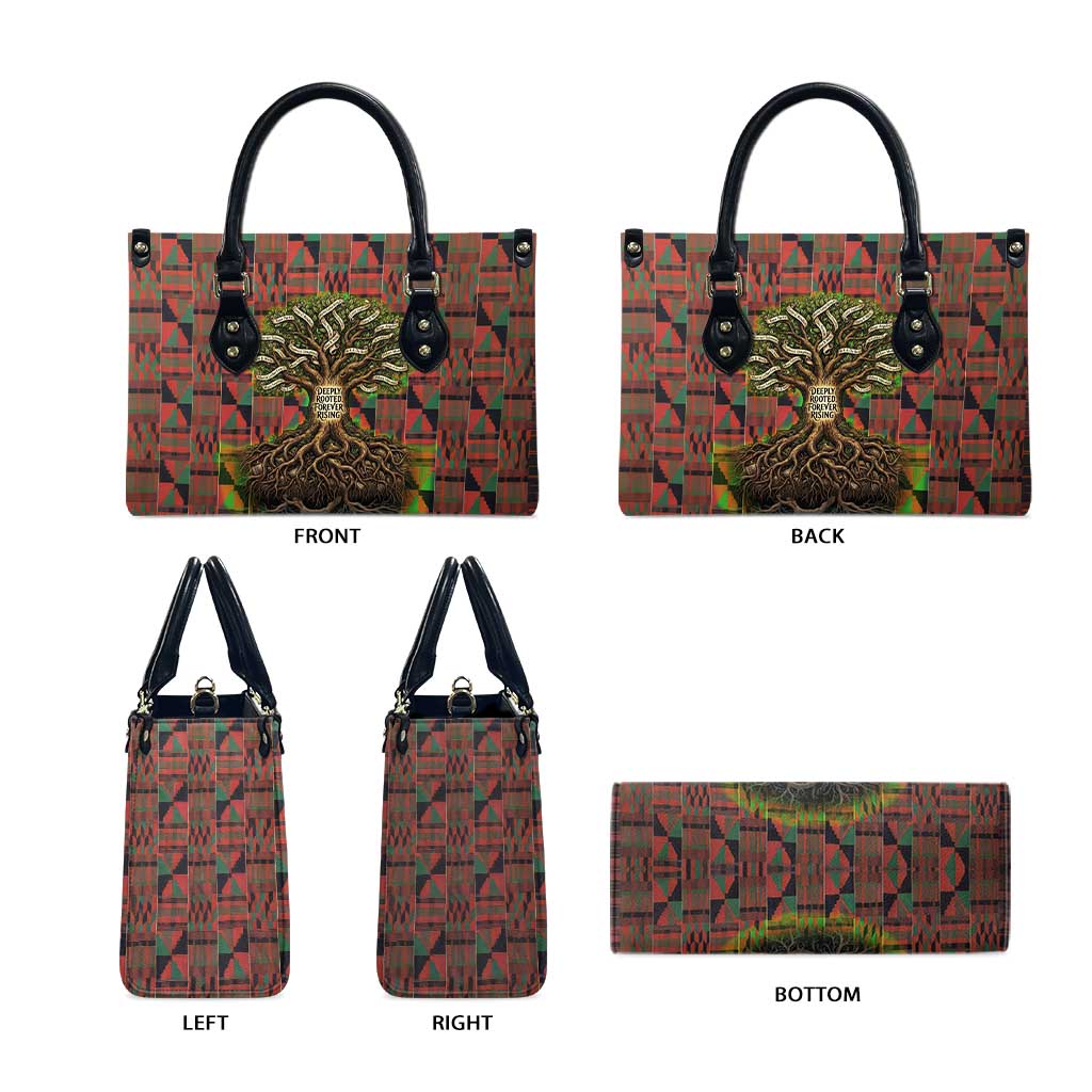 Black Heritage Tree Leather Bag African Root Black History Kente Pattern