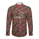 Black Heritage Tree Long Sleeve Button Shirt African Root Black History Kente Pattern