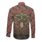 Black Heritage Tree Long Sleeve Button Shirt African Root Black History Kente Pattern
