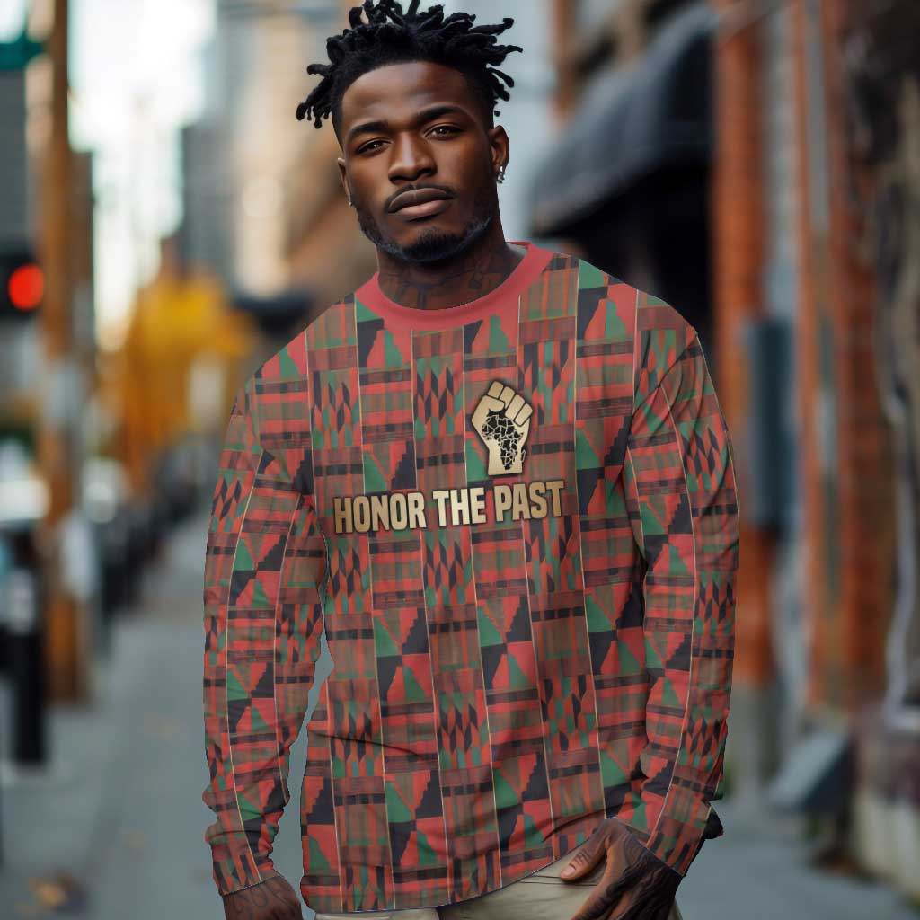 Black Heritage Tree Long Sleeve Shirt African Root Black History Kente Pattern