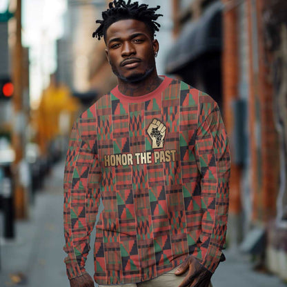 Black Heritage Tree Long Sleeve Shirt African Root Black History Kente Pattern