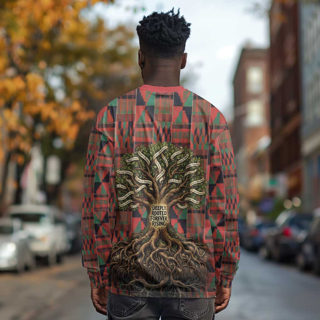 Black Heritage Tree Long Sleeve Shirt African Root Black History Kente Pattern