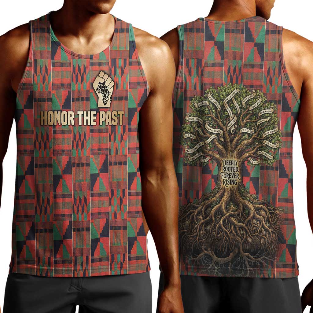 Black Heritage Tree Men Tank Top African Root Black History Kente Pattern