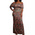 Black Heritage Tree Off Shoulder Maxi Dress African Root Black History Kente Pattern