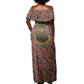 Black Heritage Tree Off Shoulder Maxi Dress African Root Black History Kente Pattern