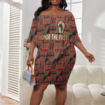 Black Heritage Tree Off Shoulder Short Dress African Root Black History Kente Pattern