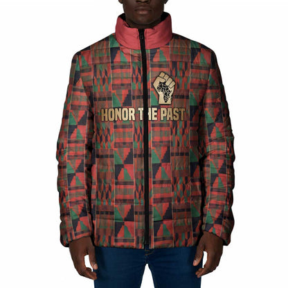 Black Heritage Tree Padded Jacket African Root Black History Kente Pattern